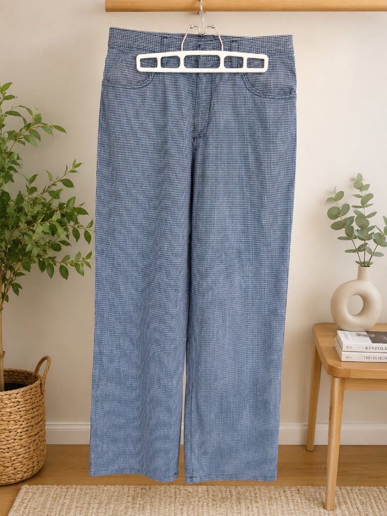 Tristan & Iseut Blue Checkered Straight Leg Pants Size 10